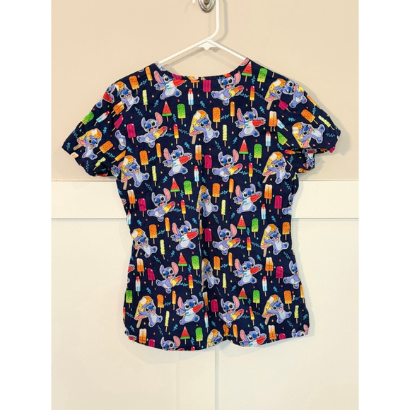 Disney Stitch Scrub Top Women’s Small Ice Cream Popsicle Print Nursing - Picture 4 of 4